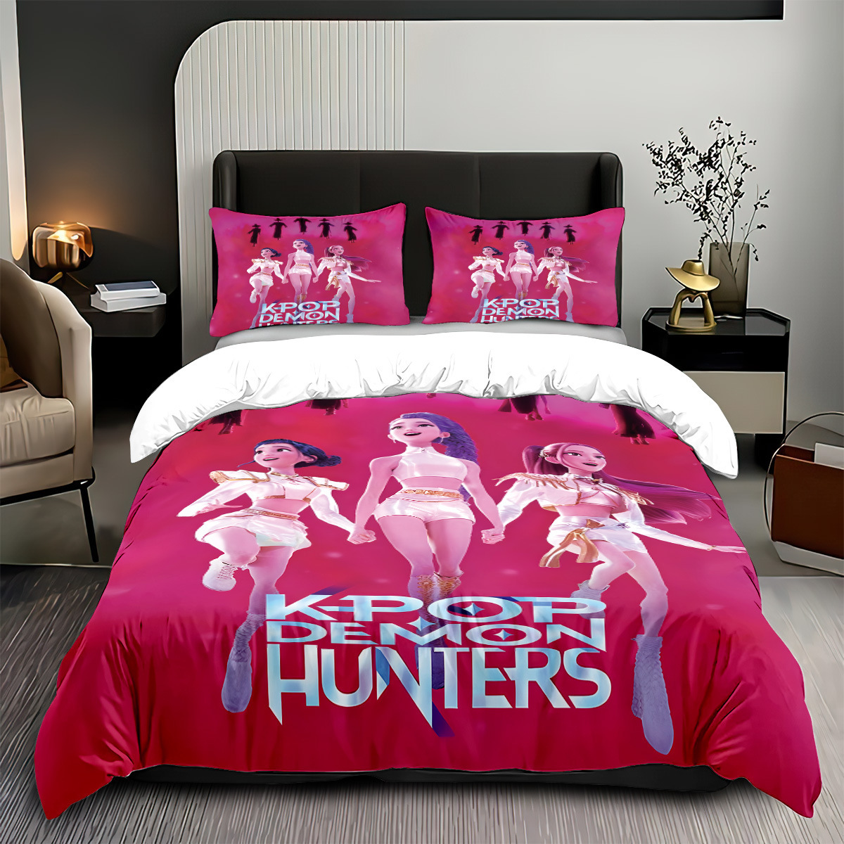 Cross-Border Huntress Group Duvet Cover Three-Piece Set Digital Print Set Brushed Pillowcase Duvet Cover Temu Amazon