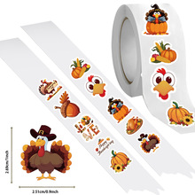 500张/卷 感恩节日系列卷卷贴DIY咕卡手账水杯手机壳平板装饰封口
