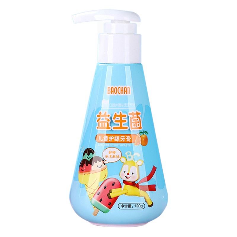Baoxiao mushroom children's toothpaste teeth and gum care toothpaste manufacturers supply strawberry fresh orange children's toothpaste
