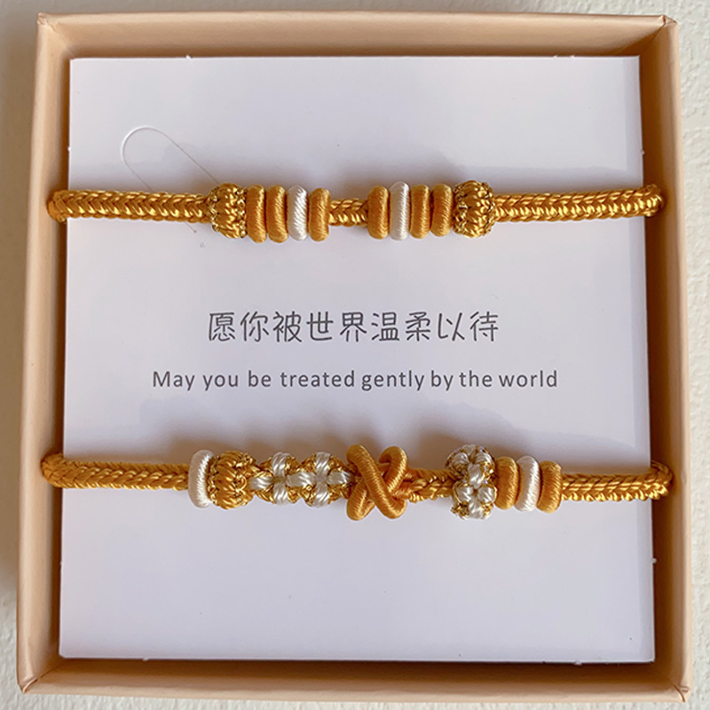 Original Design Hand Rope Semi-Finished Wearable Gold Transfer Beads Hand-Woven Bracelet for Women