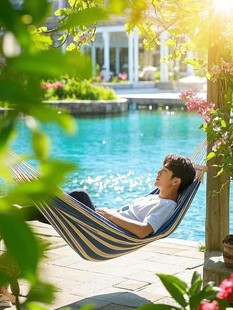 Outdoor single double plain canvas hammock park children's dormitory hanging chair dormitory swing hanging chair adult