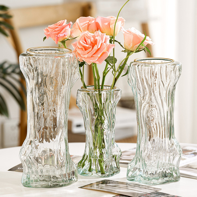 Flores creativas de árboles ricos, nuevas botellas de vidrio de viento idílico, floras hidropónicas de alto estilo, decoración interior de la sala de estar familiar