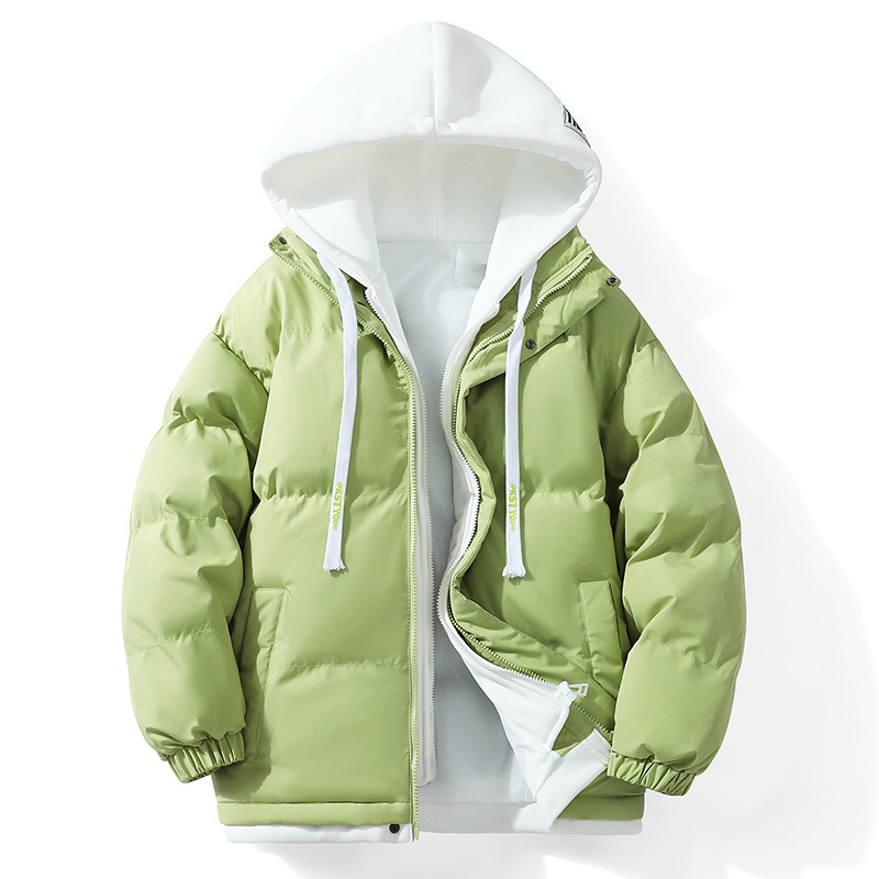 偽の2つの綿の服の冬の厚い保温のカップルのパンの服のゆったりしたファッションの偽の2つの綿の服の男性の帽子のコート|undefined