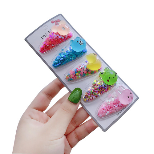 Children's hair accessories Korean quicksand transparent fruit hairpin luminous bb clip side clip back of head hairpin clip headwear
