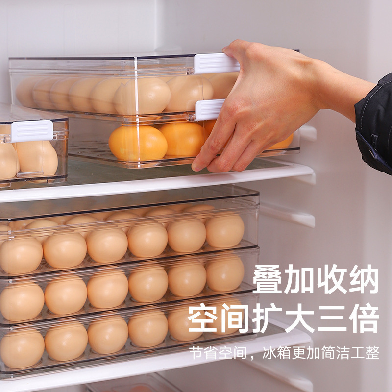 Grado alimenticio PET caja de huevo transparente para cocina hogar refrigerador puerta lateral huevo portador especial sellado huevo marco