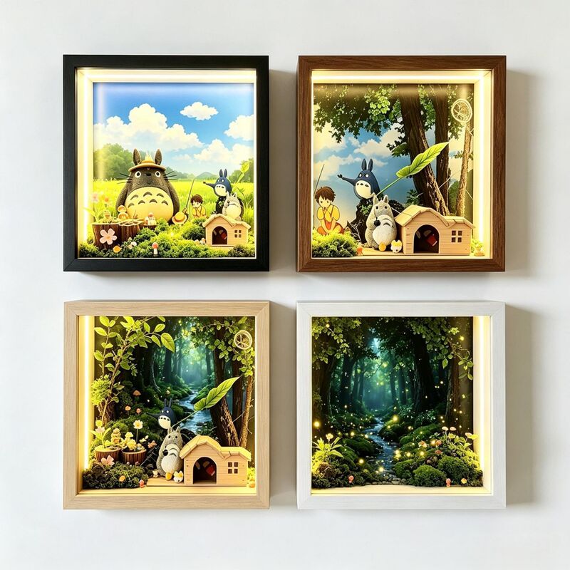 Touch-sensitive illuminated hollow 10cm 3D photo frame with tempered glass, pull-out design, for figurines, blind boxes, and decorative lighting Touch-sensitive illuminated hollow 10cm 3D photo frame with tempered glass, pull-out design, for figurines, blind boxes, and decorative lighting