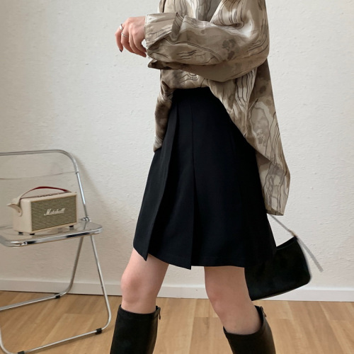 Black Pleated Skirt Women's Summer 2025 New High-Waist A-Line Skirt Petite Size Suit Bustier Short Skirt