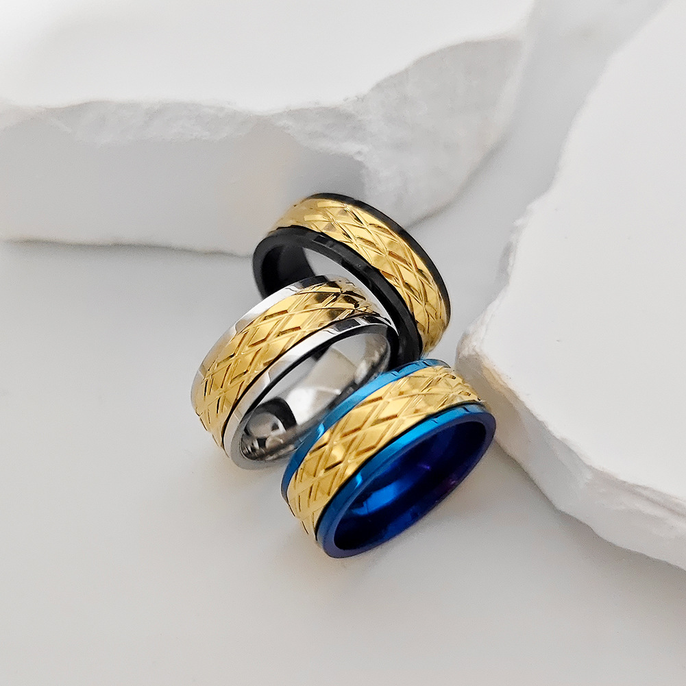 12, 7, 8 Ring Size Simple Style Classic Style Geometric Titanium Steel Unisex Rings Men Signet Rings