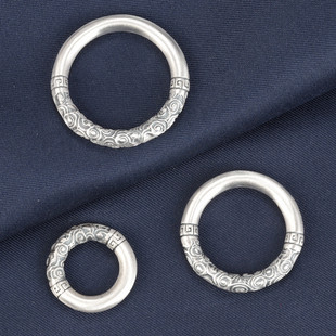 Sterling Silver Ring Pendant 990 Silver Retro Frosted Circle Xiangyun Pendant for Men and Women Couple Pendant Necklace Pendant