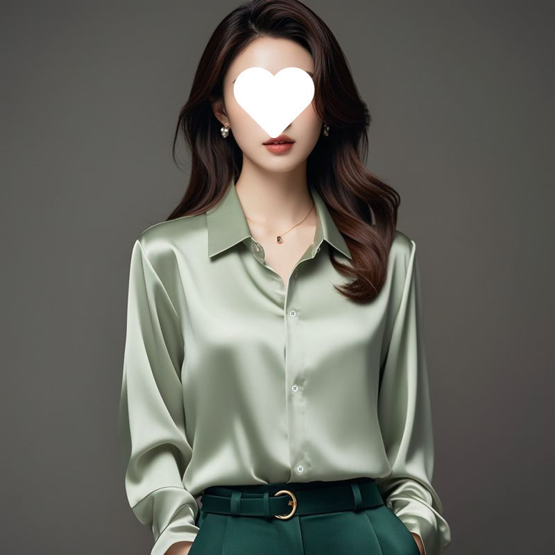 秋季新款高级感职业缎面紫色衬衫女长袖正装时尚通勤气质衬衣白色|undefined