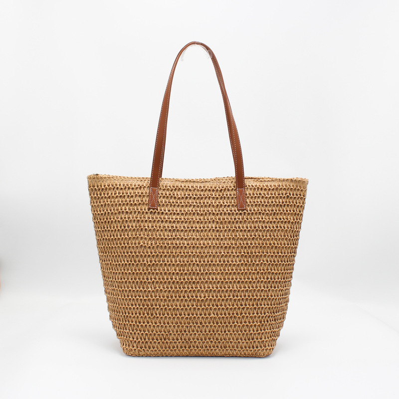 2024 New Hot Sale Women's Beach Bag Striped Crochet Bag Large Capacity Handmade Paper Straw Shopping Beach Bag