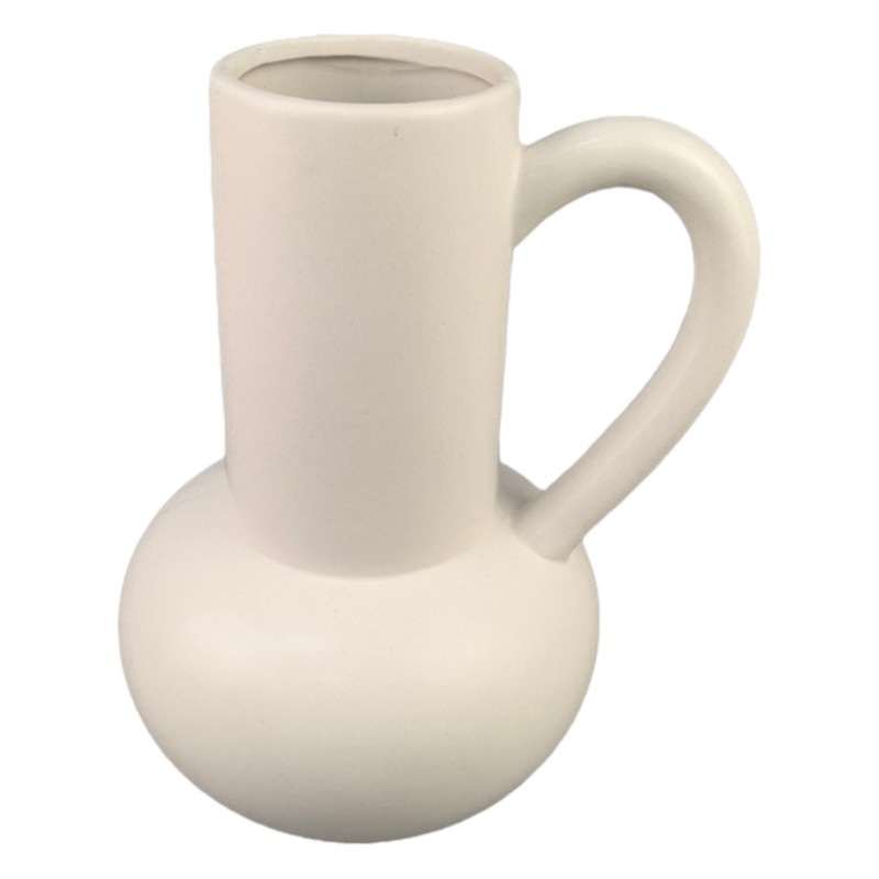 Jarrón de cerámica con forma de tetera, arreglo floral para sala de estar, artesanías con flores secas, regalos para días festivos, porcelana blanca, estilo minimalista moderno