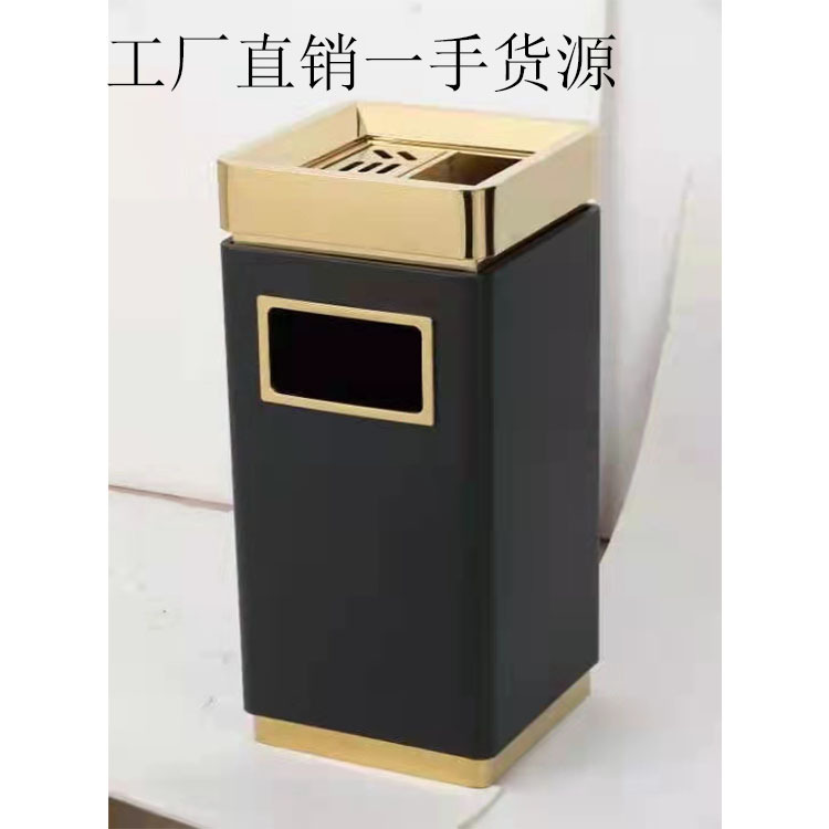 厂家供应大号不锈钢圆角烟灰垃圾桶 酒店大堂电梯口玫瑰金果皮桶