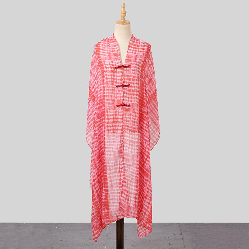 Chal Bufanda Verano de alta gama Nuevo estilo exótico Diadema Hebilla Estilo étnico Protector solar Chal con honda