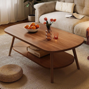 Nordic Style Artificial Board Glass Top Stainless Steel Frame Double-Layer Coffee Table Side Table for Small Living Rooms, Can Be Installed at Home