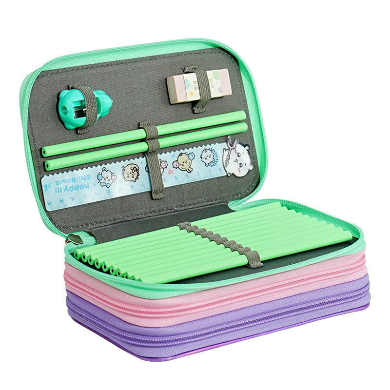 Inventario transfronterizo de gran capacidad bolsas de lápiz de color sólido 52 bolsas de lápiz de estudiantes de color caja de papelería bolsas de lápiz de pintura de arte al por mayor