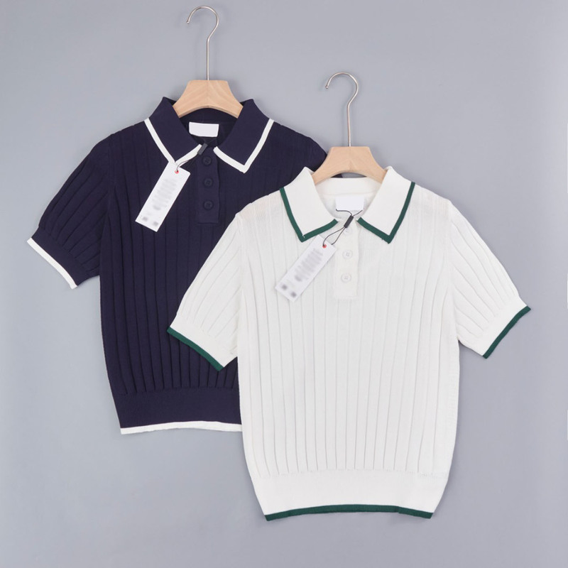 2026 French Single Round Neck Color-Block Casual Short-Sleeve Polo Knit Shirt