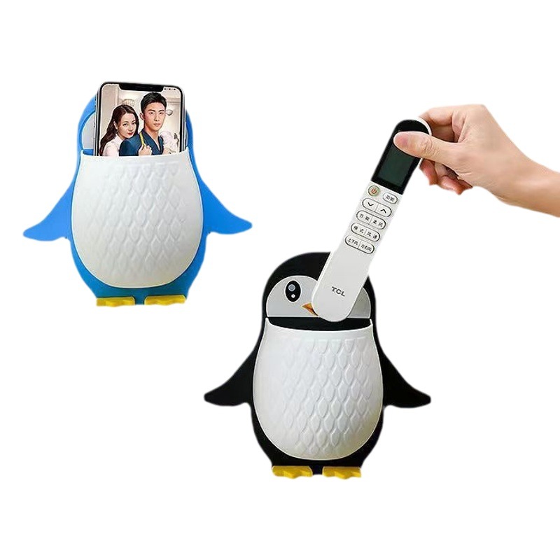 Rack de almacenamiento de pingüino de dibujos animados transfronterizo herramientas de maquillaje caja de organización baño cepillo de dientes rack de almacenamiento montado en la pared en stock