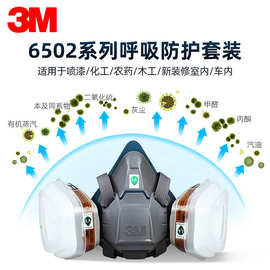 3M6502防尘毒硅胶面具防化工气味专用防工业粉尘雾霾甲醛秋冬面罩