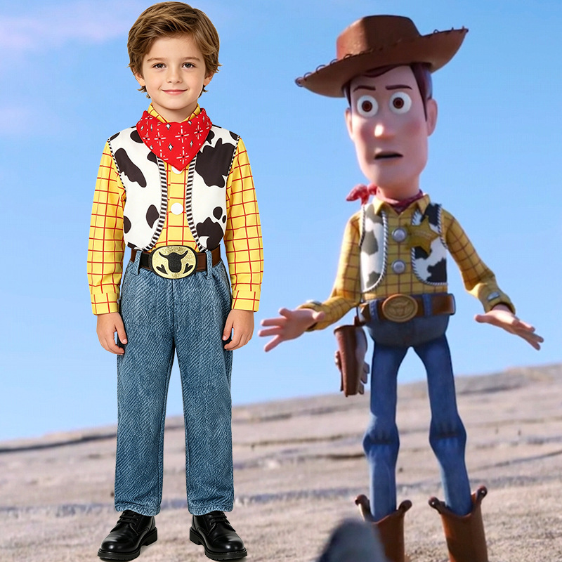 Woody Foreign Trade New Boys' Halloween Costume Toy Story 5 Cosplay Performance Outfit Children's Set