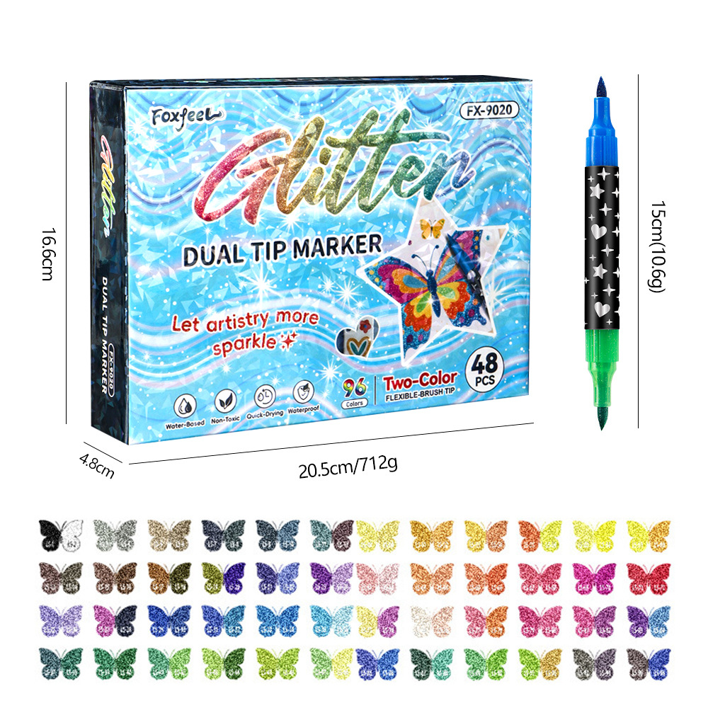 Flash transfronterizo de doble cabeza de doble color marcador de polvo de perla pinzón