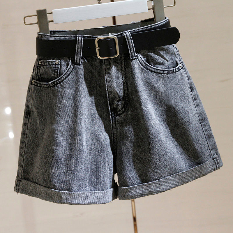 Denim Shorts Women's Thin High Waist 2022 Summer New Student Loose Slimming Casual Curled Wide Leg Hot Pants
