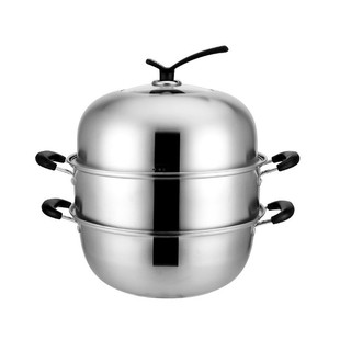 Stainless Steel Steamer with Two Thickened Layers, Multi-Layer Steamer for Steaming Buns, Household Steaming Wok, Induction Cooker, Hot Pot, Non-Magnetic Steamer