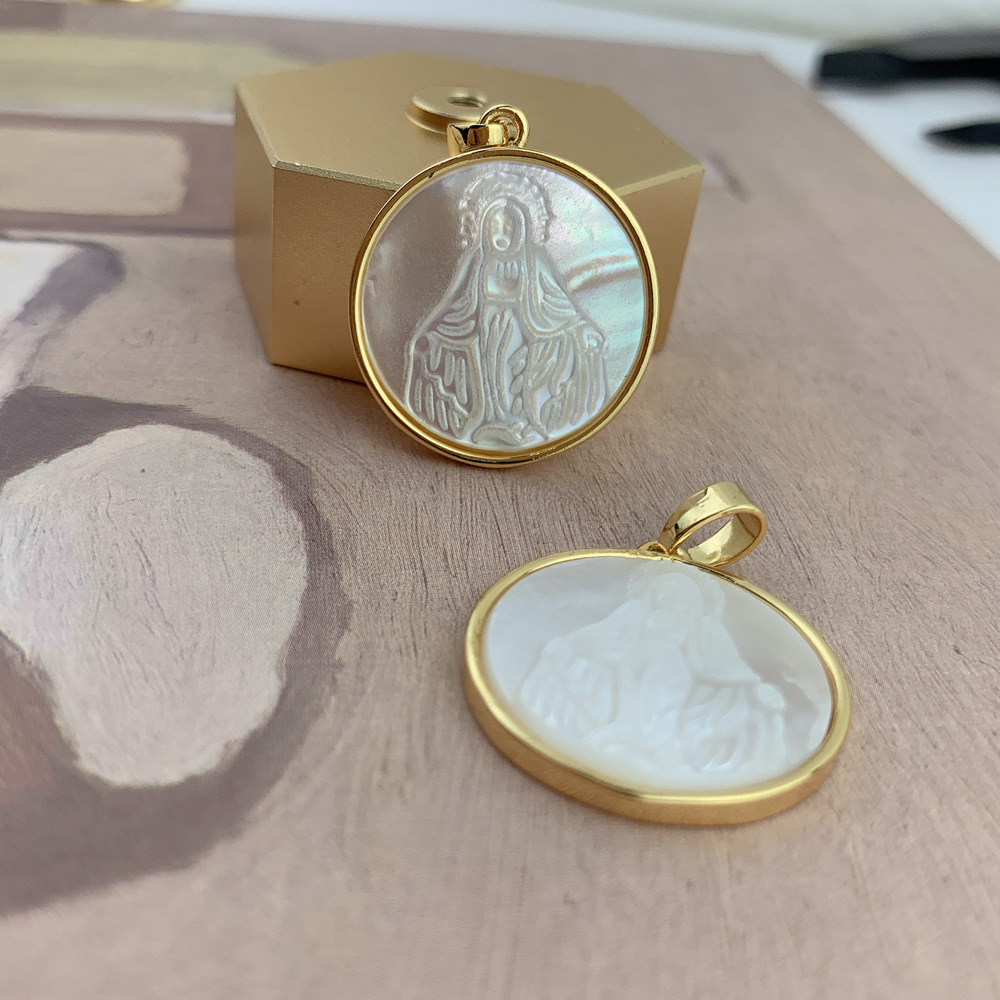 1 Piece Quantity 1 Piece 21.6MM Copper Shell Geometric Virgin Mary Pendant
