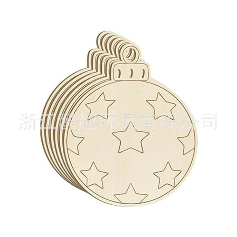 新しいレーザーシリーズ装飾木製クリスマスボールアクセサリークロスボーダー木製子供用手描き中空手作り|undefined