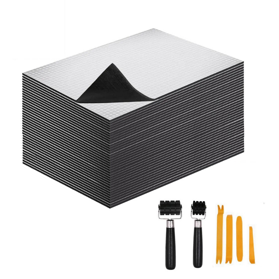 40*25cm 5mm square grid aluminum foil cotton for car soundproofing and insulation, suitable for car doors, trunks, chassis, and fenders