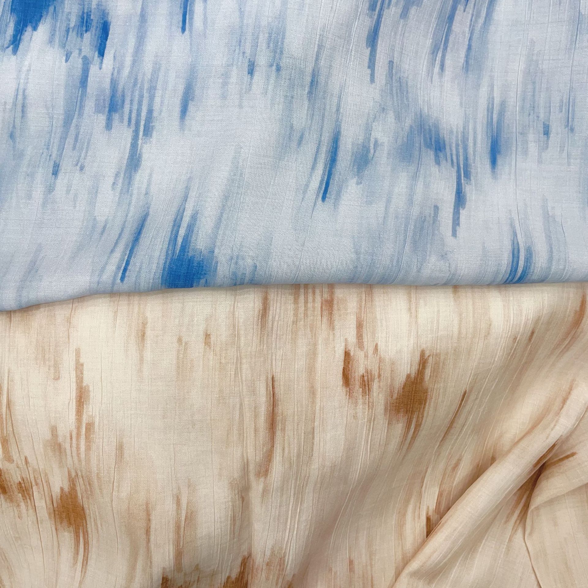 绉布印染现货半透明渐变天丝印花柔和浪漫数码面料柔软复古