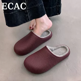 ECAC防水棉拖鞋女款秋冬季2026新款居家室内加绒保暖防滑外穿棉拖