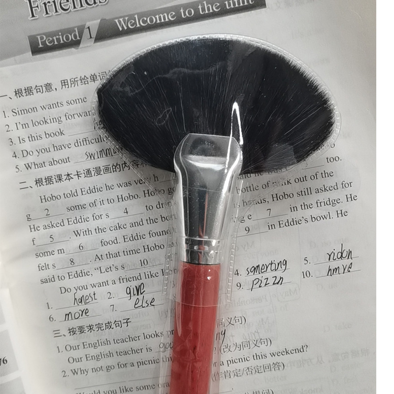 Barber Shop en forma de abanico cepillo de pelo en polvo excedente cepillo de maquillaje suministros de peluquería cepillo de pelo suave herramientas de peluquería en stock