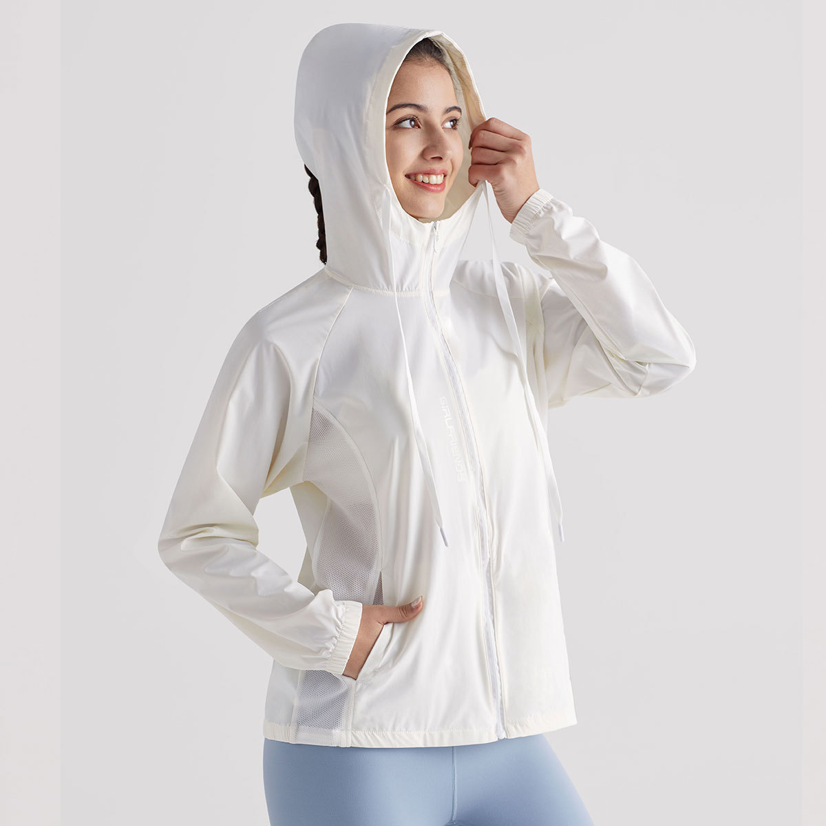 Ropa de protección solar refrescante para mujer UPF50+, chaqueta con capucha anti-UV para exteriores, holgada, de secado rápido, ligera y transpirable.