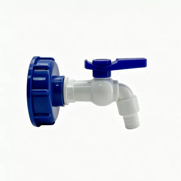 Cross-Border Best-Selling Ibc Ton Barrel Adapter Parts Blue and Black Lid 1/2 Plastic Faucet Combination