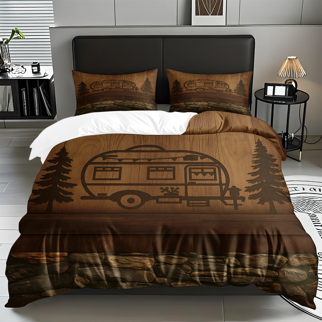 Ventas transfronterizas textiles caseros de ocio viento camping impresión digital abrasión quilt kit fuente de fábrica TEMU / JIT