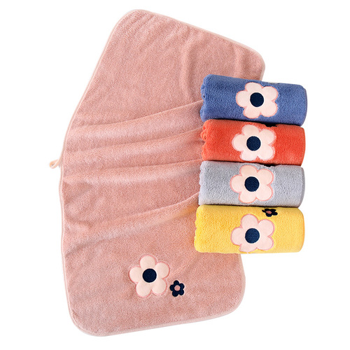 Coral velvet towel manufacturer, water-absorbent, hanger, face washing, shower, home use, adult, wedding embroidery, dry hair towel, wholesale