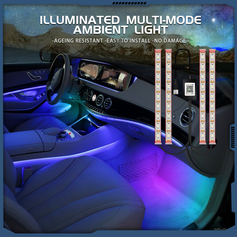 Luz de atmósfera de color fantasma de automóvil APP Bluetooth control remoto inalámbrico doble luz de atmósfera de control