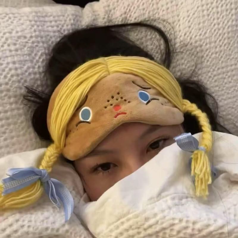 日系ins童趣可爱卡通金色假发眼罩睡眠遮光罩甜美少女心眼罩饰品|undefined