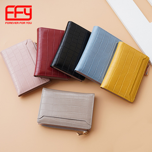 Trendy simple new short wallet women's ins stone pattern wallet multiple card slots large capacity women's card holder cross-border