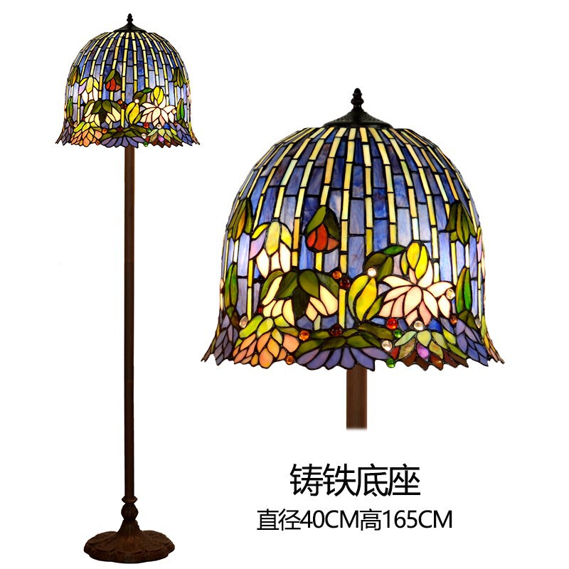 In Stock Stock 16-inch retro handmade Tiffany Sleeping Lotus floor lamp European-style living room colored glass table lamp In Stock Stock 16-inch retro handmade Tiffany Sleeping Lotus floor lamp European-style living room colored glass table lamp