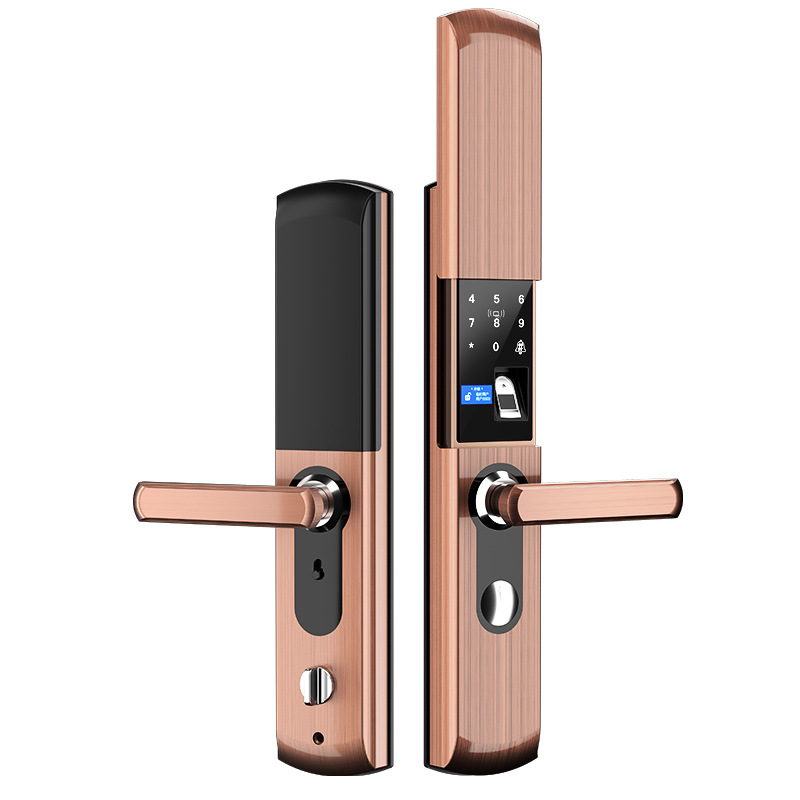 H6 automático inferior cubierta deslizante cerradura de huella digital de bronce rojo