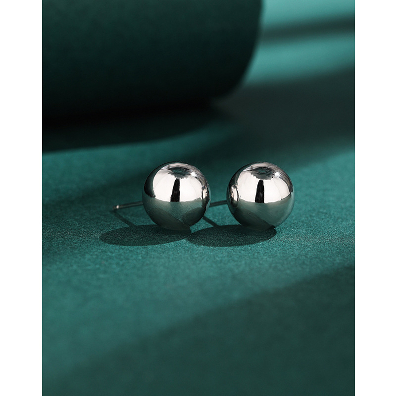 12mm pendientes de Cuentas grandes para las mujeres 925 plata esterlina simple nicho alto sentido 2023 nueva luz de lujo temperamento pendientes