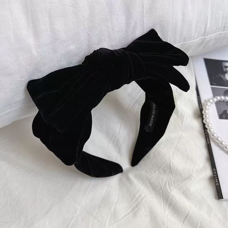 #216 black double layer velvet bow