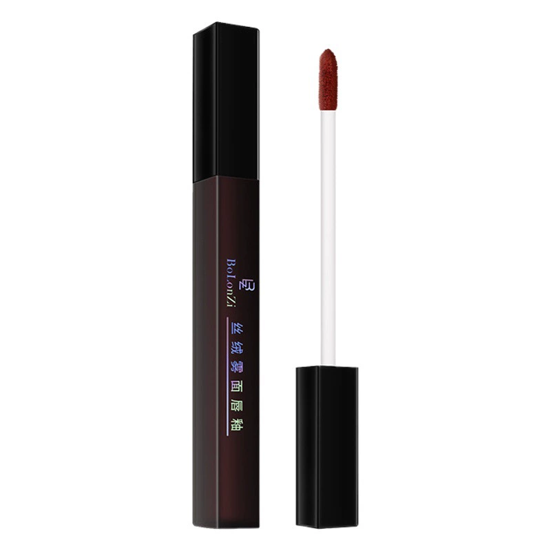 Натуральная маленькая черная трубка бренда Velvet Lip Glaze Матовая белая Стойкая не выцветающая Студенческая матовая помада TikTok блеск для губ
