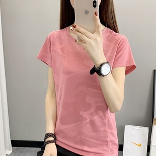 Cross-border explosions manufacturers mainly push camouflage ice silk short sleeve t-shirt ladies summer sports quick-drying clothes large size sports t-shirt