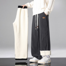 男士秋冬季加绒加厚羊羔绒长裤2025新款棉裤男生休闲直筒保暖卫裤