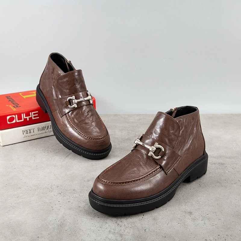 Осенние и зимние мужские высококачественные деловые повседневные кожаные туфли