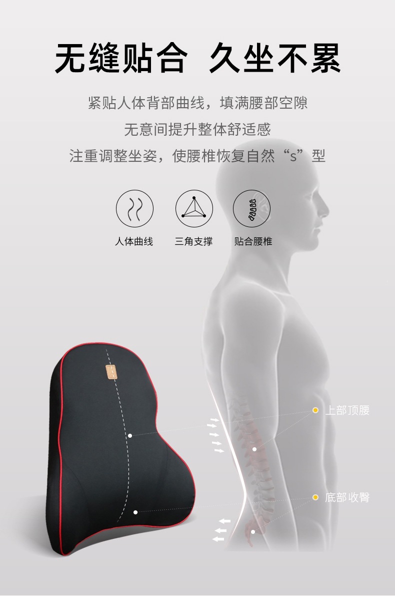 Car lumbar support pillow, memory foam lumbar cushion, backrest, waist support cushion, car seat lumbar support, headrest wholesale