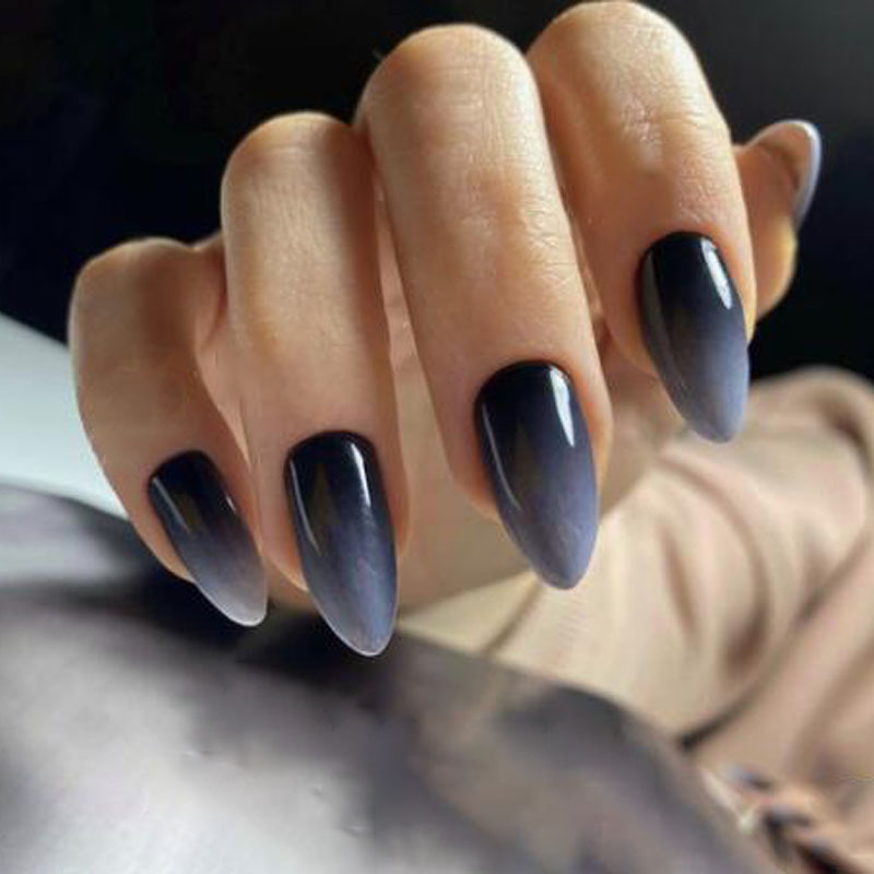 Black Gradient manicure nail piece wholesale simple gradient almond-shaped wear nail piece fake nail removable